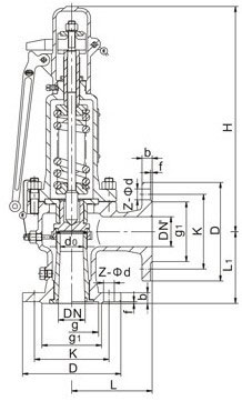 A47H带扳手弹簧微启式安全阀,法兰安全阀