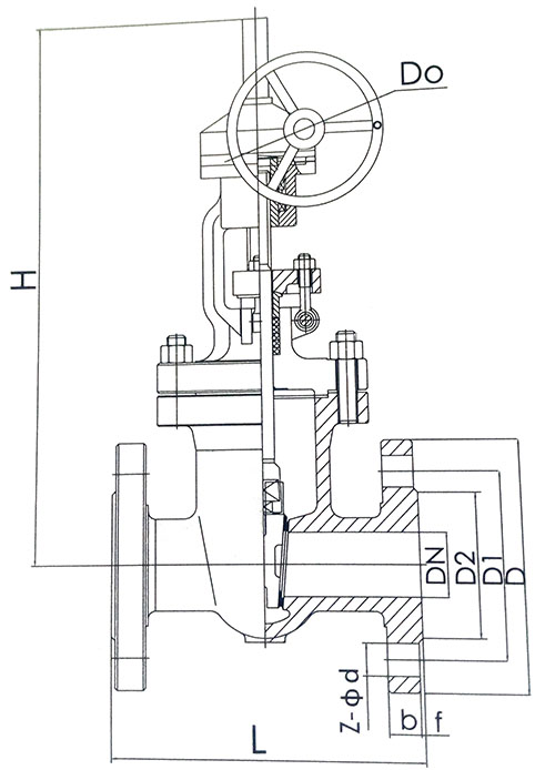 4种法兰闸阀结构示意图