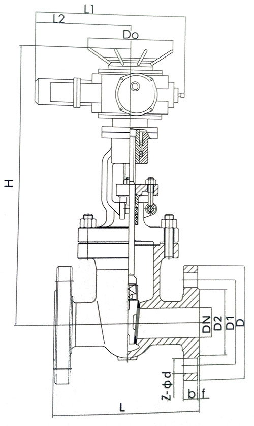 4种法兰闸阀结构示意图